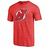 Men's New Jersey Devils Distressed Team Primary Logo Tri Blend T-Shirt Red FengYun,baseball caps,new era cap wholesale,wholesale hats